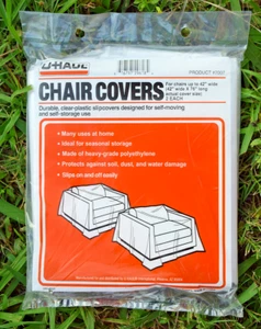 2-PK UHaul Chair Covers 42" X 76" Clear Plastic Slipcovers for Storage, Moving - Picture 1 of 5