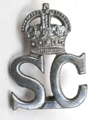 SC ~ Special Constable Collar Badge ~  K/C White Metal ~ Screw Back - Image 1 of 2