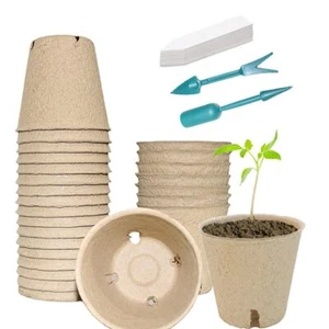 50Pcs Biodegradable Seedling Pots Seed Starter Kit 3.15 Inch Round Peat Pot w... - Picture 1 of 8
