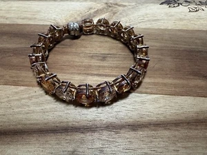 PULSERA BRAZALETE MAGNÉTICO ESTRÁS COLOR ÁMBAR TONO DORADO - Imagen 1 de 5