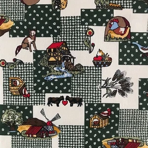 Old Farm Faux Patchwork Cotton Canvas Fabric 50 x 130 cms New Old stock! - Picture 1 of 11