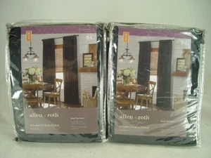 Allen Roth 2pc Bernard II 84-in Black Polyester Light Filtering Curtain Panel - Picture 1 of 4