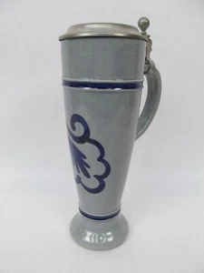 Vintage Flow Blue Pottery 0.5 L Lidded Beer Stein Tall Skinny - Picture 1 of 6