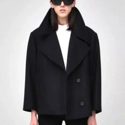 Abrigo Clásico Roble NYC Negro Lana Recortado Estilo Almirante Hombres Pequeño/Mujeres Mediano Foto 1 de 4