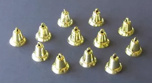 Campanelle Natalizie Matrimonio Ornamenti Oro Miniatura 1 1/4" con Appendiabiti, Plastica - Foto 1 di 3