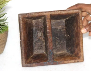 Antique Wooden Eating Kharal Bowl Original Old Hand Carved - 15994 - Picture 1 of 8