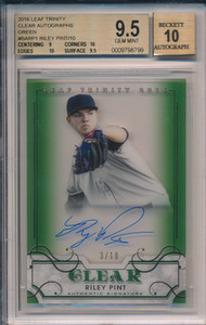 2016 Leaf Trinity Clear Autograph Green /10 Riley Pint BGS 9.5 10 Subs 10 Auto
