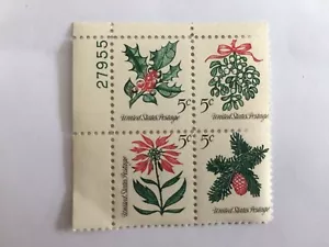 US 1964 USA Scott# 1254-57 5c Christmas Plate Block 4 MNH P#27955 - Picture 1 of 2
