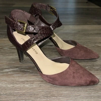 Franco Sarto Burgundy Suede Heels Sz 7.5 - Image 1 of 4