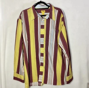 PJ Mark Button Up Hemd Herren XXL Gestreift Burgund Gelb Langarm Neu - Bild 1 von 5
