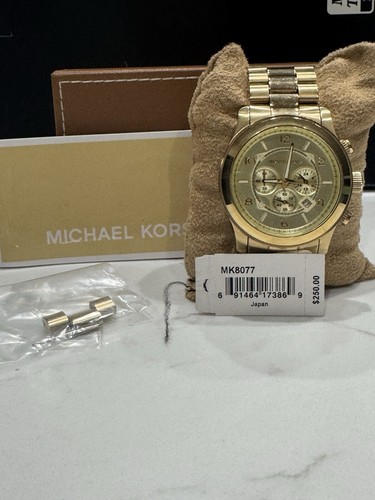 Orologio Uomo Michael Kors MK8077 Runway Oversized Oro Cronografo Analogico Quarzo