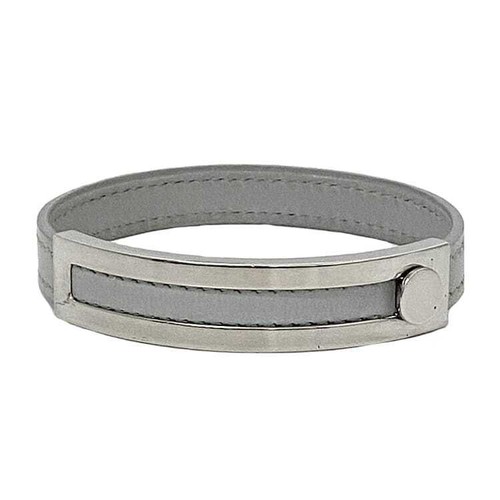 HERMÈS Bracciale Hermes Pusspus ec 22360 grigio argento buone condizioni pelle metallo