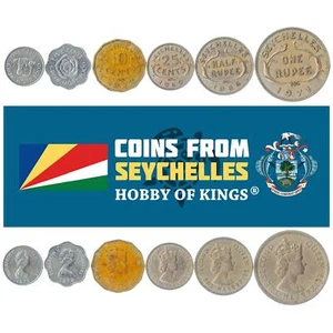 Seychelles | 6 Coin Set 1 5 10 25 Cents 1/2 1 Rupees | 1953 - 1975 - Picture 1 of 2