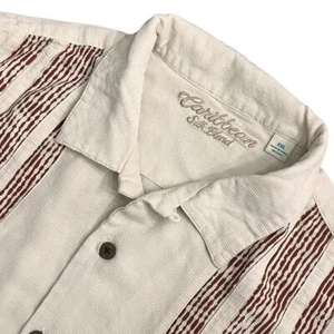 Caribbean Silk Blend Men's Ecru Button Up Shirt XXL - Picture 1 of 10