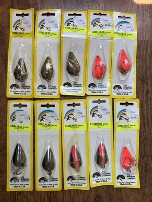 10 шт. Радужная Пластиковая Специальная Рыболовная Приманка Steelhead 1/2 Унции Ложка Лот Винтаж - Изображение 1 из 4