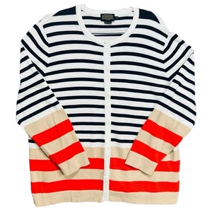 PENDLETON Womens Coastal Cardigan Sweater Plus Sz 2XL Nautical Striped Classic - Picture 1 of 11