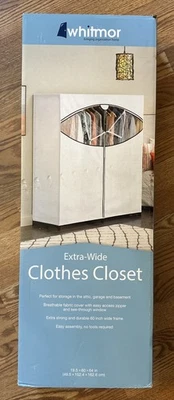 全新! Whitmor 超宽衣橱 19.5 X 60 X 64 带白色保护套 — 第 1/3 张图片