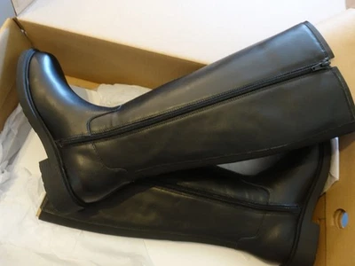 Botas de montar de cuero negras nuevas en caja Lands End para mujer talla 6 Foto 1 de 4