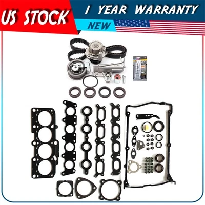 CONJUNTO DE JUNTA DE CABEÇA DE BOMBA DE ÁGUA CORREIA DENTADA PARA 02-06 VOLKSWAGEN PASSAT AUDI A4 1,8L - Imagem 1 de 4