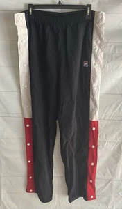 FILA Tear Away Pants Adult LARGE 90's Breakaway Side Snap Basketball Black # - Picture 1 of 7