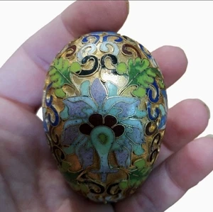 Vintage Bellissimo Uovo Smaltato Cloisonne Ottone Multicolore 1940.. (0865) - Foto 1 di 6