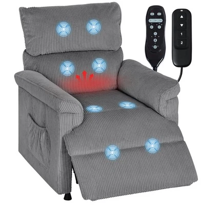 HOMCOM Massage Recliner with Quiet Motor, Power Reclining Chair, Grey - Image 1 of 4