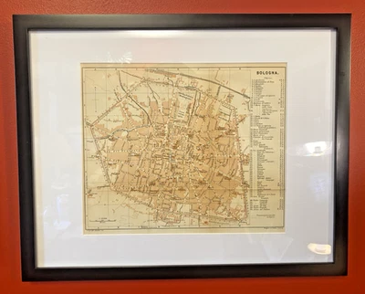 Bolonia Italia ENMARCADO 1909 mapa 7,5x9", marco nuevo 11x14" con cristal/estera, Wagner/Debs Foto 1 de 4