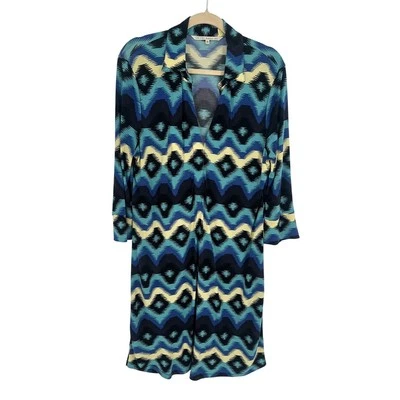 RACHEL Rachel Roy рубашка платье синий черный печать колена длина Vacay Summer XL - Изображение 1 из 4