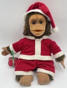 Traje de Papá Noel Vintage Hosung Chimpancé Mono Peluche Marioneta de Mano Chirrido 1994 - Imagen 1 de 10