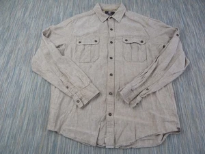 Timberland Earthkeepers Shirt Men Large Beige Linen Long Sleeve Utility Workwear - Picture 1 of 14