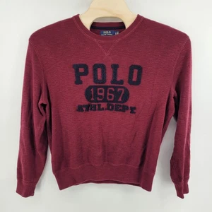 Polo Ralph Lauren Mens Large Cotton Crewneck Sweater 1967 Athletic Dept Burgundy - Picture 1 of 7