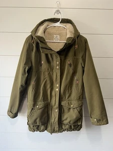 Volcom Women's Large 14 Walk On By 5K Parka Army Green Sherpa Lined Coat - Picture 1 of 12