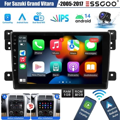 Для Suzuki Grand Vitara 2005-19 автомобильное радио стерео CarPlay Android 14 с камерой - Изображение 1 из 4