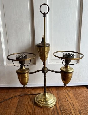 Vintage Electric Brass Double Student Lamp 24” Height TESTED - Image 1 of 4