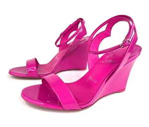 CHRISTIAN LOUBOUTIN Zeppa Chick 85 mm Rosa Lack Keilabsatz Sandalen Größe EU 38 - Bild 1 von 9