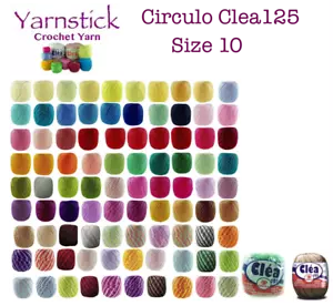 Circulo CLEA125 Crochet Soft Cotton Yarn Thread Variegated & Solid Size 10 125m  - Picture 1 of 106