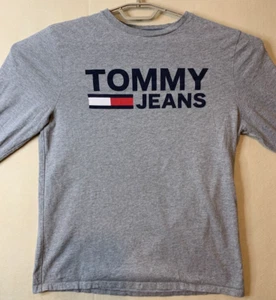 Tommy Jeans Long Sleeve T-Shirt Women's Small Flag Cotton Logo Graphic Gray S/P - Picture 1 of 12