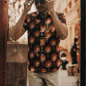 Taylor Stitch The Short Sleeve Hawthorne in Mirage Palm Linen Blend Button Up XS - Picture 1 of 7