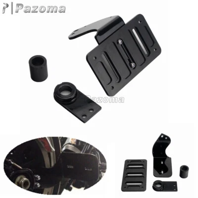 Motorcycle License Plate Frame w/ Holder Bracket LED Light Fits Harley FXST - Image 1 of 4