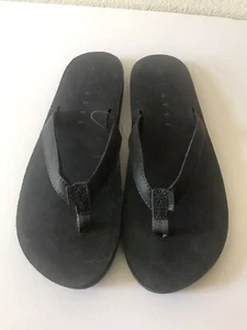 WOMEN'S REEF DUSTY BLACK SOLANA LEATHER UPPER FLIP FLOP UPPER SIZE 7 NWT - Picture 1 of 7