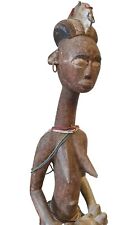 Large Seated Baule Female maternity figure. Rare, old Example. 85cm. Ivory Coast