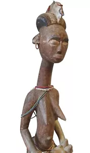 Large Seated Baule Female maternity figure. Rare, old Example. 85cm. Ivory Coast - Picture 1 of 24