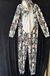 Peace Love & Dreams Unicorn Adult M Tie-Dye Fleece Full-Body Pajamas Hood - Picture 1 of 10