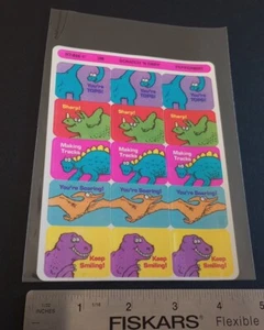 Vintage Stickers 3M Peppermint Scratch N Sniff Sticker Sheet Dinosaurs VTG 80s - Picture 1 of 5