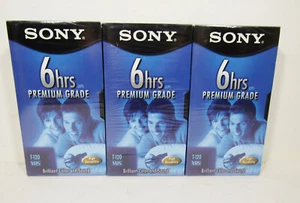 3 New Sealed Sony 6 Hrs EP Premium Grade T-120 Brilliant Color VHS Blank Tapes - Bild 1 von 4