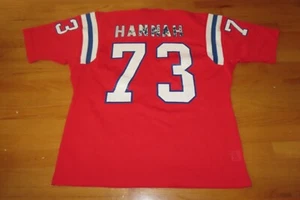 Vintage Sand-Knit JOHN HANNAH No 73 NEW ENGLAND PATRIOTS (XL) Football Jersey - Picture 1 of 10