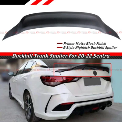 FOR 2020-2025 NISSAN SENTRA R STYLE MATT BLACK HIGH KICK DUCKBILL TRUNK SPOILER - Image 1 of 4