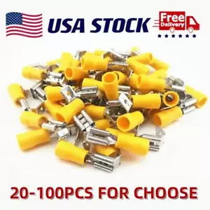20-100 PIEZAS Conectores de engarce de alambre aislados de vinilo amarillo terminales de pala - Imagen 1 de 10