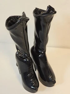 1/6 scale Women's Tall Leather-like Black Boots High Heel Accessory 12" Figure - Picture 1 of 11