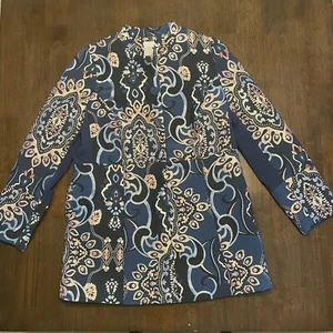Chicos Womans Blazer Topper Elegant Jacquard jacket sz 4-6 NEW NWT - Picture 1 of 5